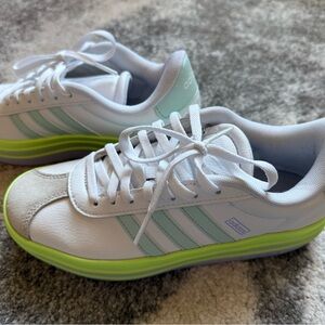 Adidas White Sneakers with Green Highlights